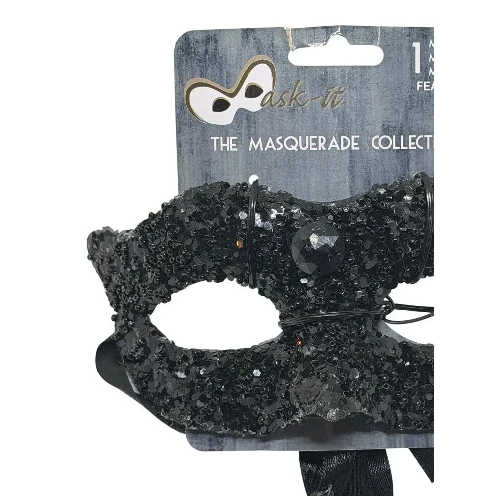 NEW Mask-It Masquerade Sequin‎ Rhinestone Eye Mask Party Costume Mask Festive